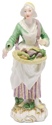 Lot 314 - A MEISSEN 'CRIS DE PARIS' SERIES FIGURE OF A VEGETABLE SELLER
