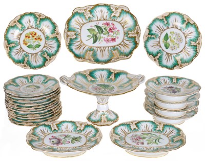 Lot 322 - A STAFFORDSHIRE PORCELAIN BOTANICAL DESSERT SERVICE