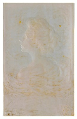 Lot 343 - ËœAN ART NOUVEAU CARVED IVORY PLAQUE