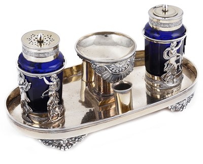 Lot 366 - A GERMAN SILVER INKSTAND
