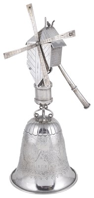 Lot 371 - A DUTCH SILVER NOVELTY WINDMILL WAGER CUP