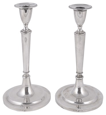 Lot 373 - TWO ITALIAN SILVER CANDLESTICKS