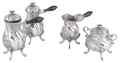 Lot 374 - A GERMAN SILVER FOUR-PIECE CAFE-AU-LAIT SET