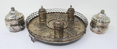 Lot 389 - A PORTUGUESE SILVER INKSTAND