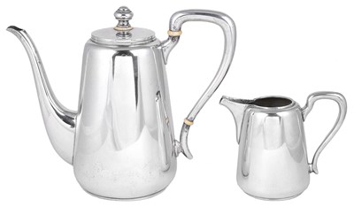 Lot 391 - ËœA CZECHOSLOVAKIAN SILVER COFFEE POT AND A MILK JUG