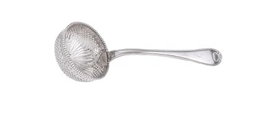 Lot 396 - A DUTCH SILVER STRAINER LADLE