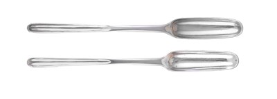Lot 403 - TWO GEORGE II SILVER MARROW SCOOPS