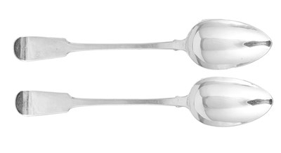 Lot 415 - A PAIR OF GEORGE IV SILVER SERVING SPOONS
