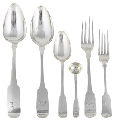 Lot 418 - A HARLEQUIN SET OF TABLE SILVER