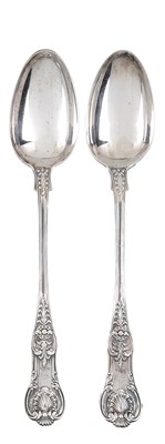 Lot 428 - A PAIR OF WILLIAM IV SILVER GRAVY SPOONS