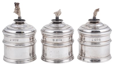 Lot 449 - A SET OF THREE GEORGE V SILVER CIGAR LIGHTERS