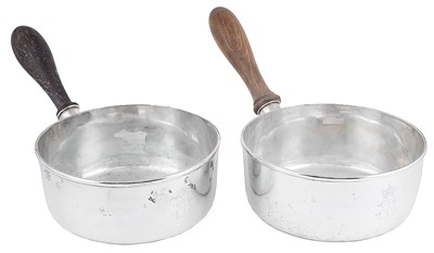 Lot 455 - A PAIR OF VICTORIAN SILVER SAUCEPANS