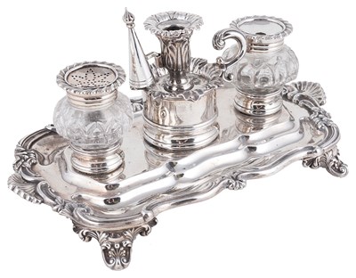 Lot 459 - A WILLIAM IV SILVER INKSTAND