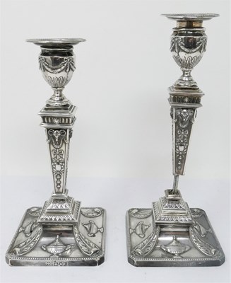 Lot 462 - A PAIR OF VICTORIAN SILVER CANDLESTICKS