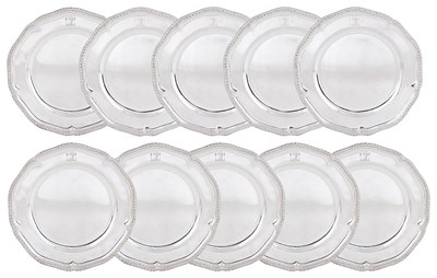 Lot 470 - A SET OF TEN IRISH GEORGE III SILVER PLATES