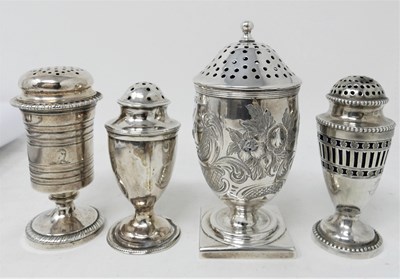 Lot 480 - FOUR GEORGE III SILVER PEPPERETTES
