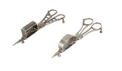 Lot 491 - TWO PAIRS OF GEORGE III SILVER SNUFFER SCISSORS