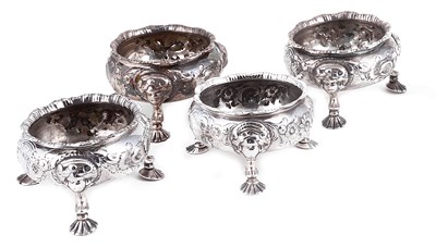 Lot 503 - A SET OF FOUR GEORGE II SILVER SALT CELLARS