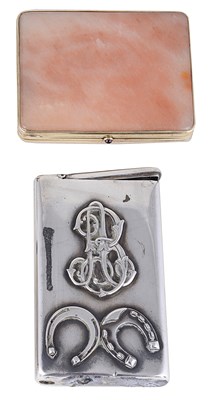 Lot 523 - A SOVIET RUSSIAN SILVER-GILT-MOUNTED ONYX CIGARETTE CASE