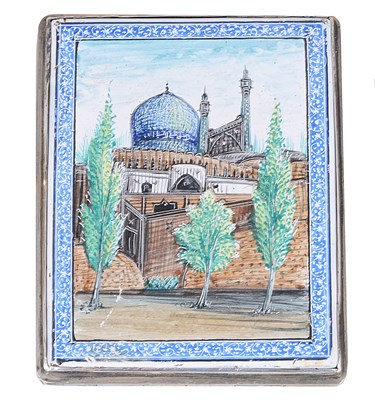 Lot 544 - A PERSIAN SILVER AND ENAMEL CASE