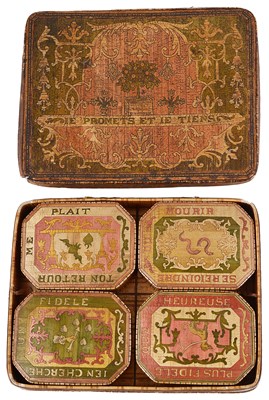 Lot 558 - ËœA FRENCH STRAW MARQUETRY COUNTER BOX SET