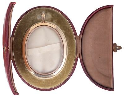 Lot 560 - A GOLD MINIATURE FRAME IN LEATHER CASE