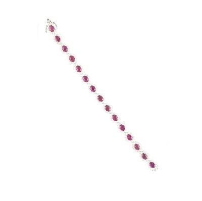 Lot 576 - RUBY AND DIAMOND BRACELET