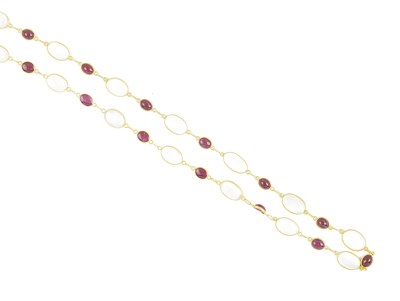 Lot 603 - MOONSTONE AND RUBY NECKLACE