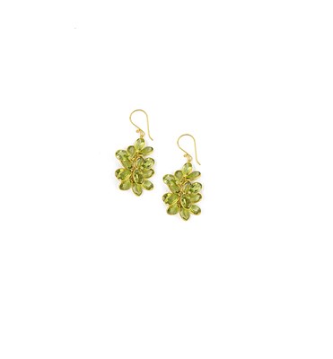 Lot 623 - PAIR OF PERIDOT EAR PENDANTS