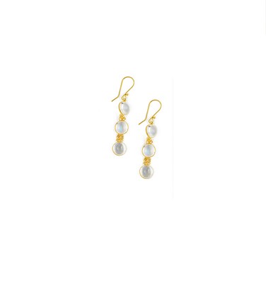 Lot 624 - PAIR OF MOONSTONE EAR PENDANTS