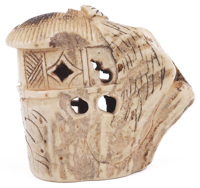 Lot 152 - STAG ANTLER NETSUKE OF A HERMITAGE
