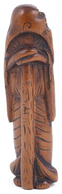 Lot 164 - WOOD NETSUKE OF TEKKAI SENNIN