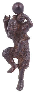 Lot 165 - WOOD NETSUKE OF CHOKWARO SENNIN