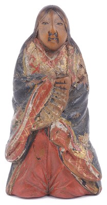 Lot 171 - SAISHIKI (LACQUERED WOOD) NETSUKE OF A HEIAN COURT LADY