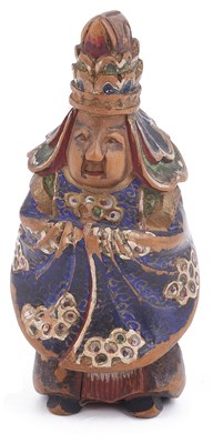 Lot 172 - SAISHIKI (LACQUERED WOOD) NETSUKE OF A BUGAKU DANCER