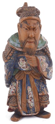 Lot 175 - SAISHIKI (LACQUERED WOOD) NETSUKE OF HAN GENERAL KAN'U