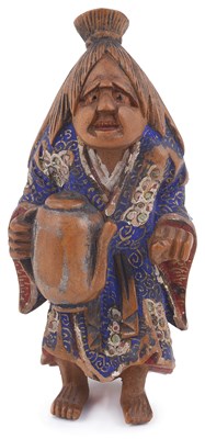 Lot 176 - SAISHIKI (LACQUERED WOOD) NETSUKE OF ABURA BOZU (THE OIL THIEF)