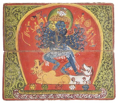 Lot 196 - A DOUBLE FOLIO FROM A NEPALESE CONCERTINA BOOK WITH ILLUMINATION OF SAMVARA