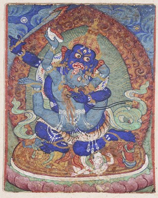 Lot 198 - A TSAKLI DEPICTING THE DHARMAPALA MAHAKALA