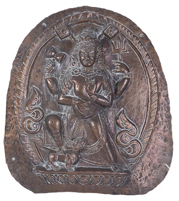 Lot 200 - TWO COPPER REPOUSSE RELIEF PLAQUES