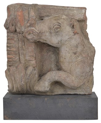 Lot 217 - A GUPTA TERRACOTTA FRAGMENTARY RELIEF PANEL