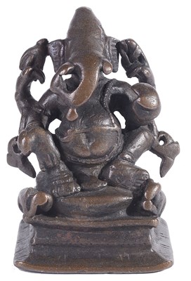 Lot 228 - A BRONZE FIGURE OF GANESHA