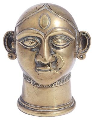 Lot 233 - A BRASS GAURI HEAD