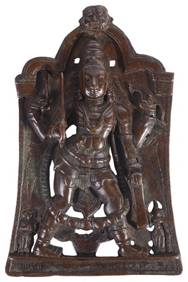 Lot 243 - AN OPENWORK BRONZE VIRABHADRA PLAQUE