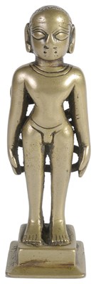 Lot 255 - A BRASS FIGURE OF PARSVANATHA