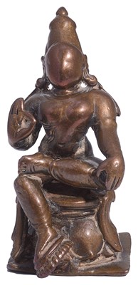 Lot 262 - A SMALL BRONZE FIGURE OF SIVA DAKSHINAMURTI