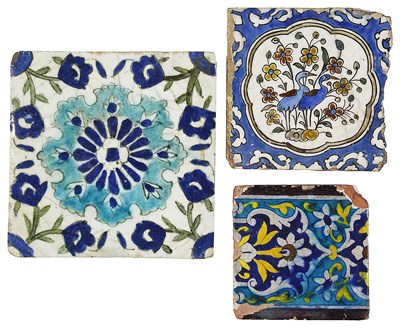 Lot 319 - â€¡THREE ISLAMIC CERAMIC TILES