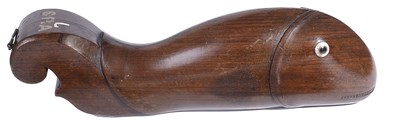 Lot 326 - A WOOD GAMING BOX IN THE FORM OF A FISH