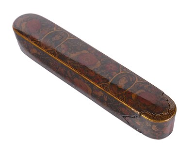 Lot 343 - â€¡A QAJAR LACQUER PEN BOX