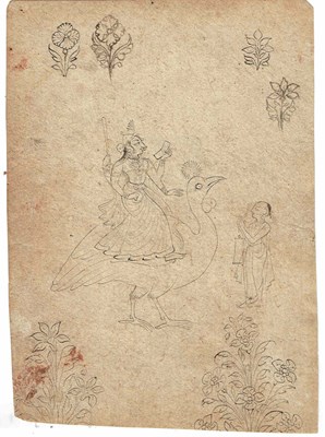 Lot 375 - TWO LEAVES OF INDIAN DRAWINGS